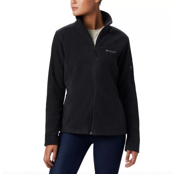 Columbia Women's Fast Trek Fleece Full Zip Fleece Jacket Sz Large Black Classic - Picture 1 of 10
